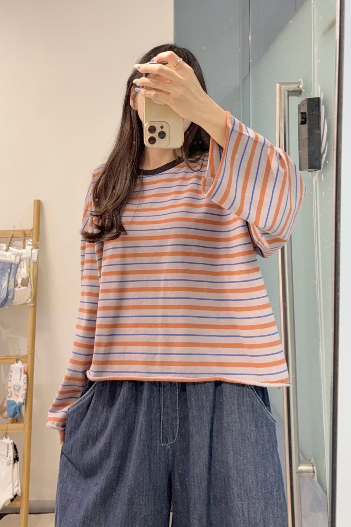 初秋・捲邊橫間薄衛衣 2色入 1S60929