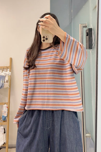 初秋・捲邊橫間薄衛衣 2色入 1S60929