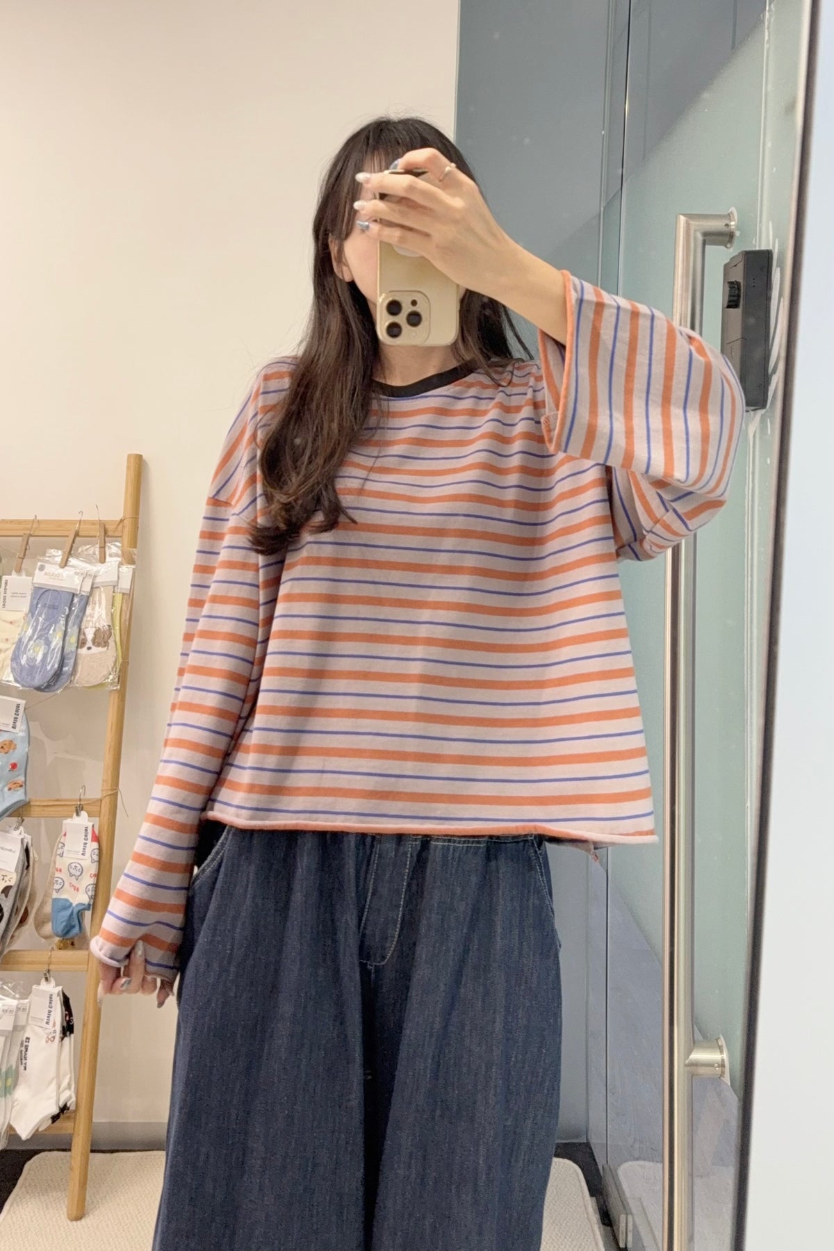 初秋・捲邊橫間薄衛衣 2色入 1S60929