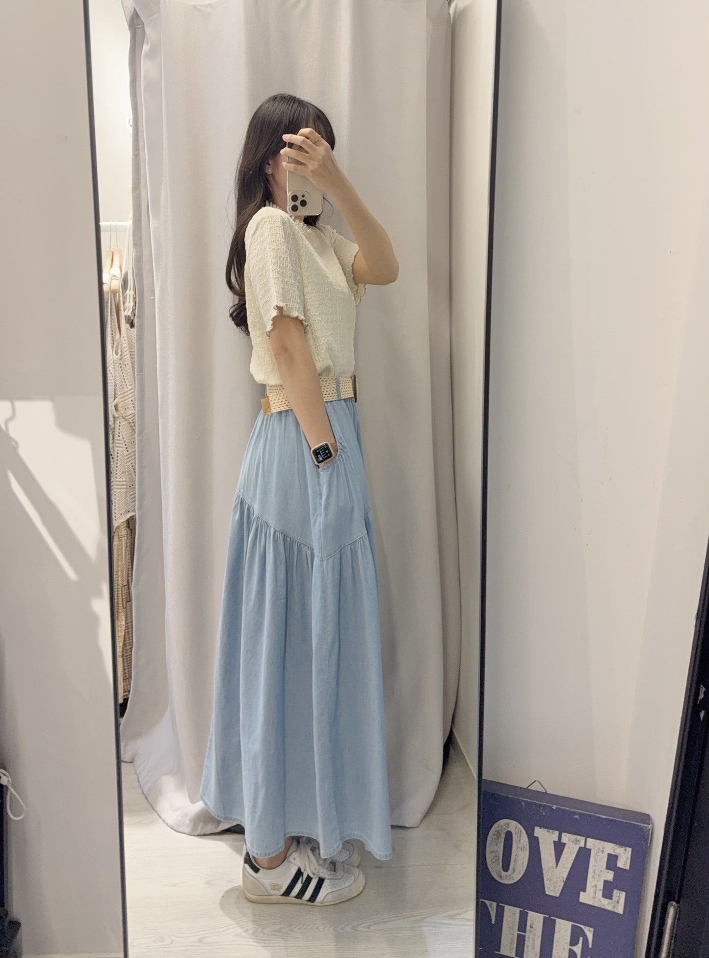夏季・薄牛仔連Belt半身裙 2色入 1S60413