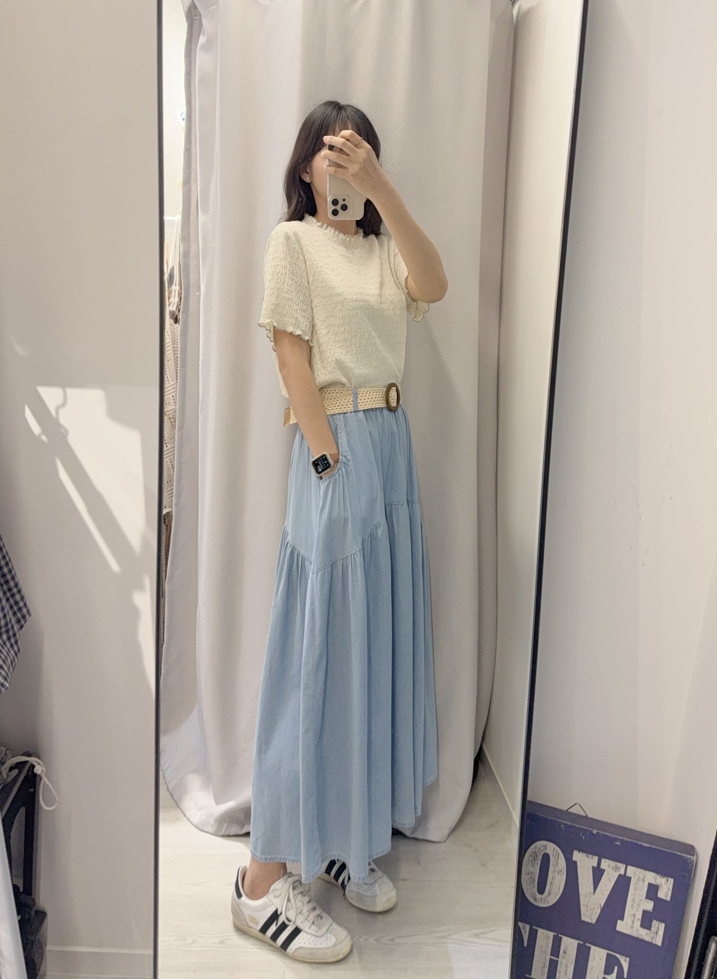 夏季・薄牛仔連Belt半身裙 2色入 1S60413
