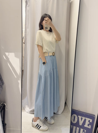 夏季・薄牛仔連Belt半身裙 2色入 1S60413