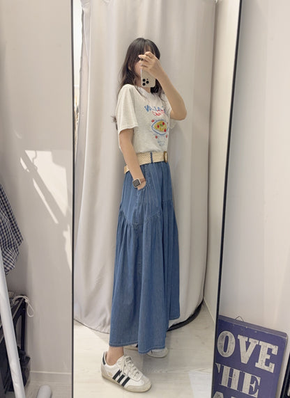 夏季・薄牛仔連Belt半身裙 2色入 1S60413