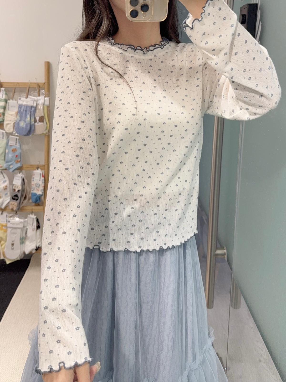 初秋・滿版花仔親膚上衣 2色入 1S10933