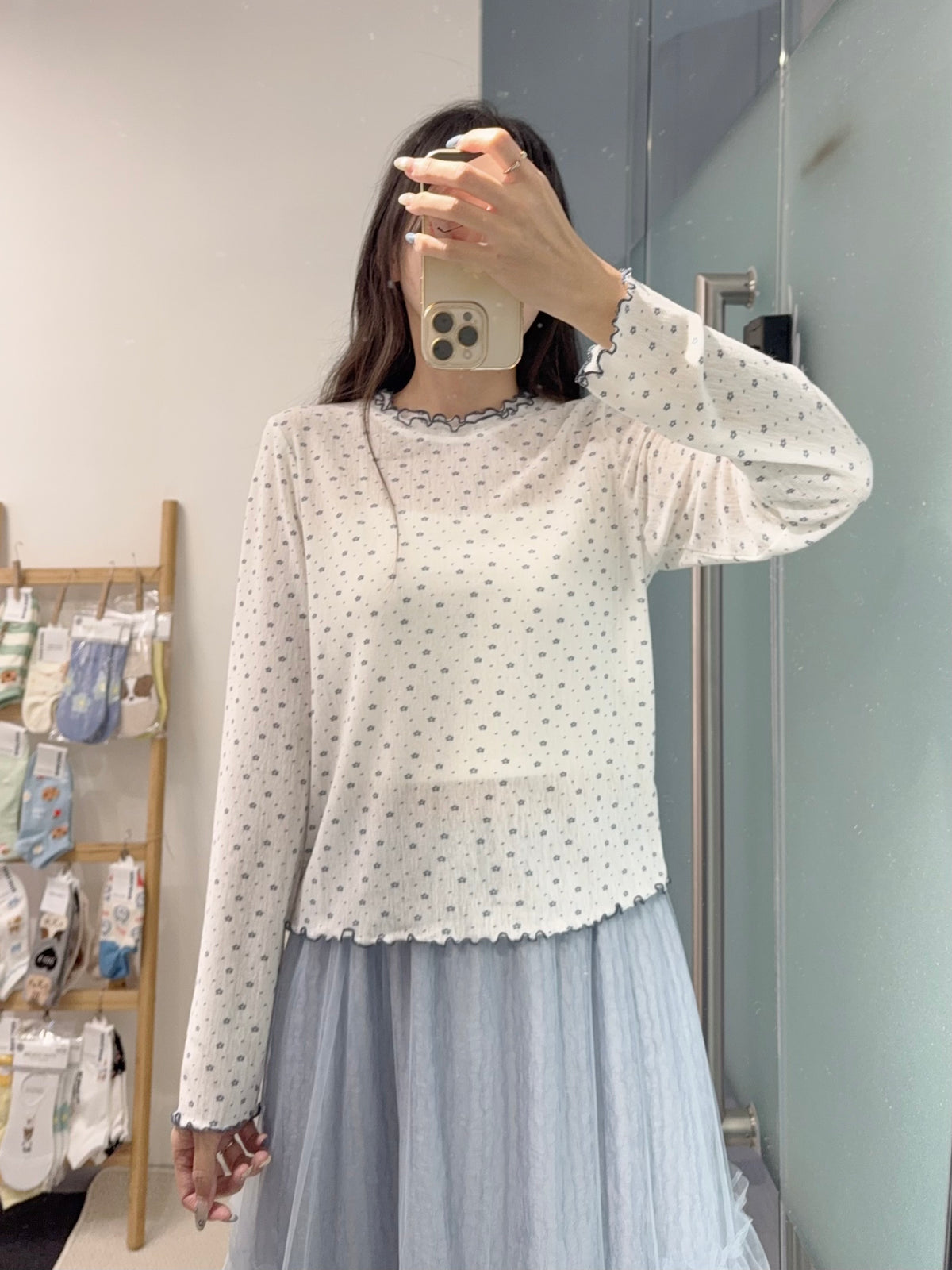 初秋・滿版花仔親膚上衣 2色入 1S10933