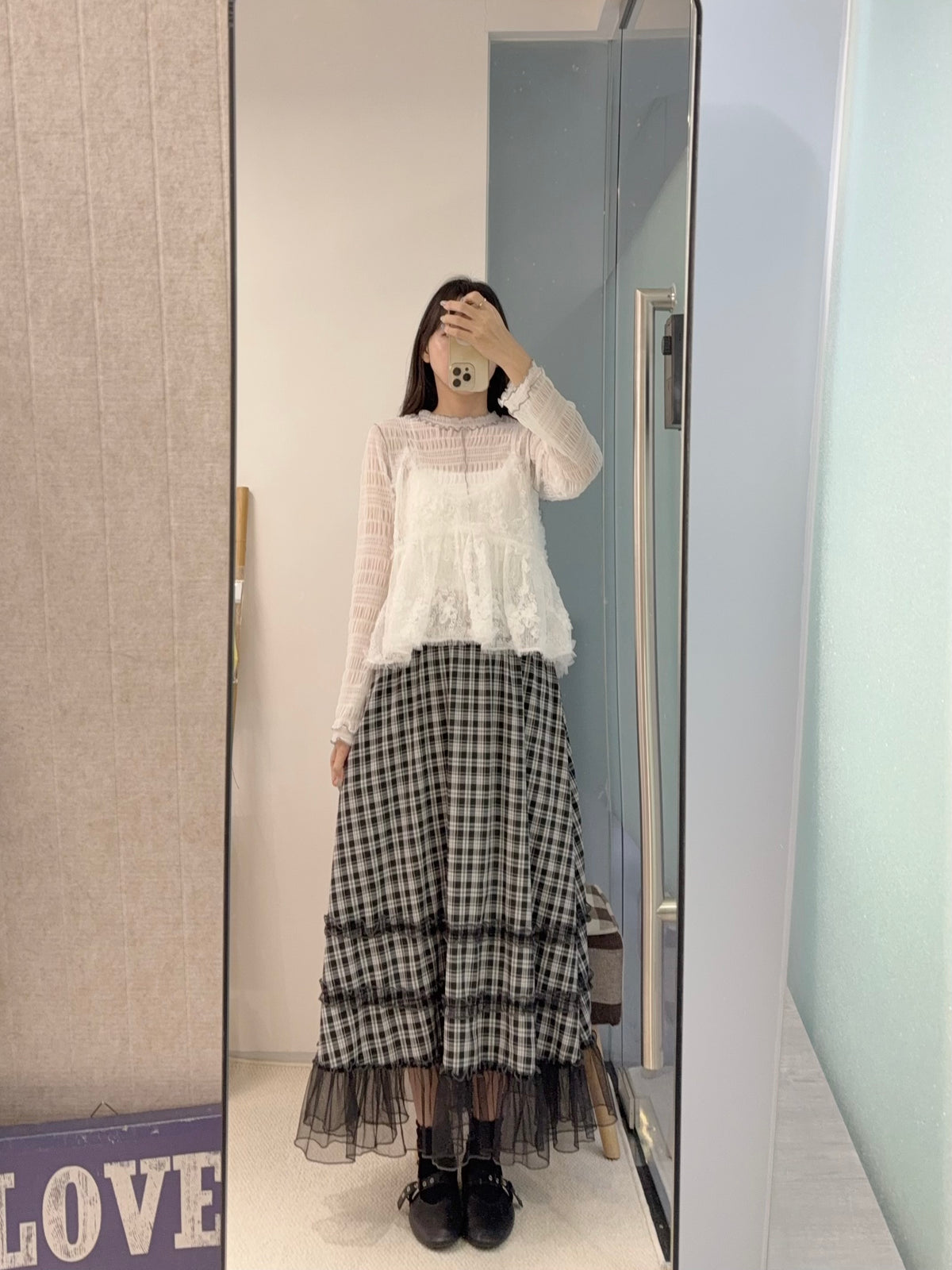 初秋・玻璃透視感紗紗親膚上衣 4色入 1S10932