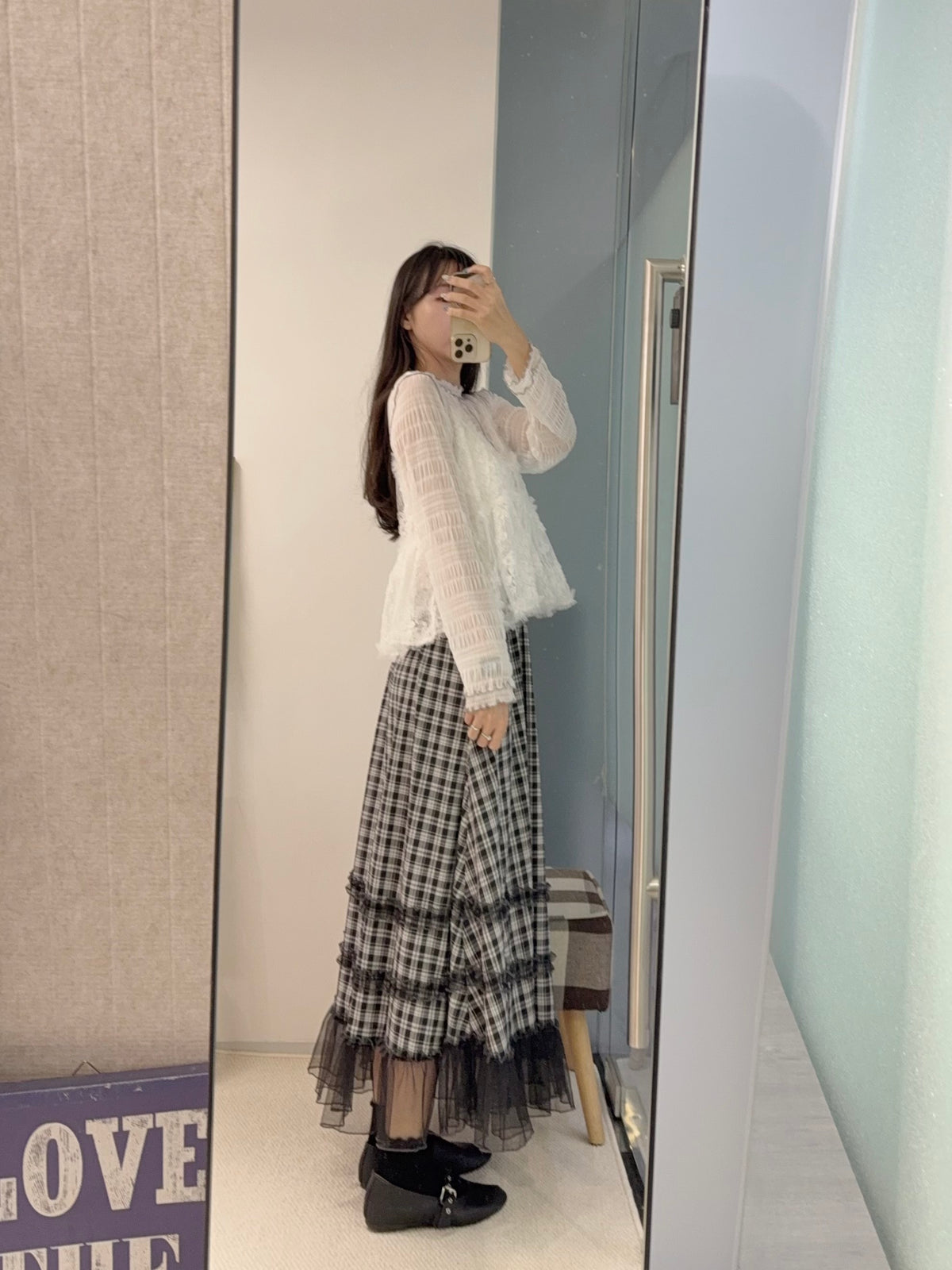 初秋・玻璃透視感紗紗親膚上衣 4色入 1S10932