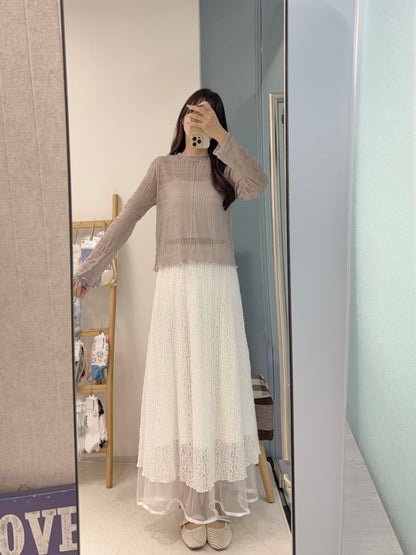 初秋・玻璃透視感紗紗親膚上衣 4色入 1S10932