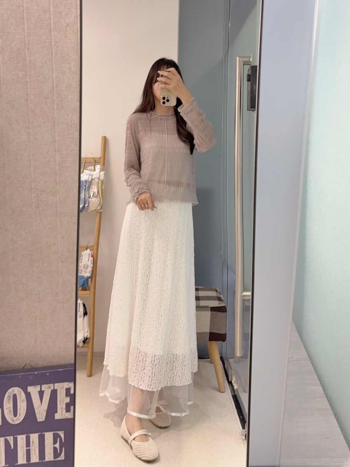 初秋・玻璃透視感紗紗親膚上衣 4色入 1S10932