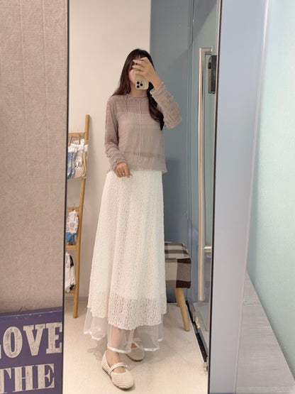 初秋・玻璃透視感紗紗親膚上衣 4色入 1S10932