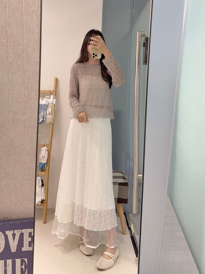 初秋・玻璃透視感紗紗親膚上衣 4色入 1S10932