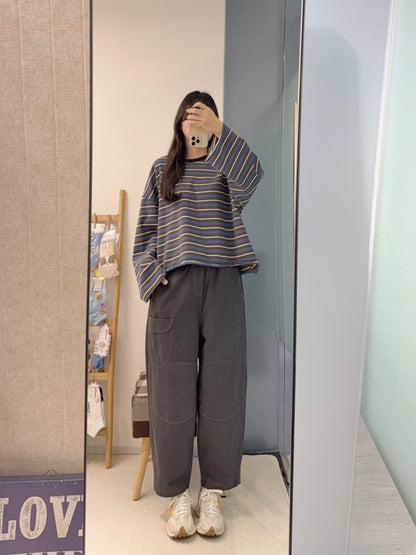 初秋・寬鬆全橡筋棉料褲 2色入 1S30936