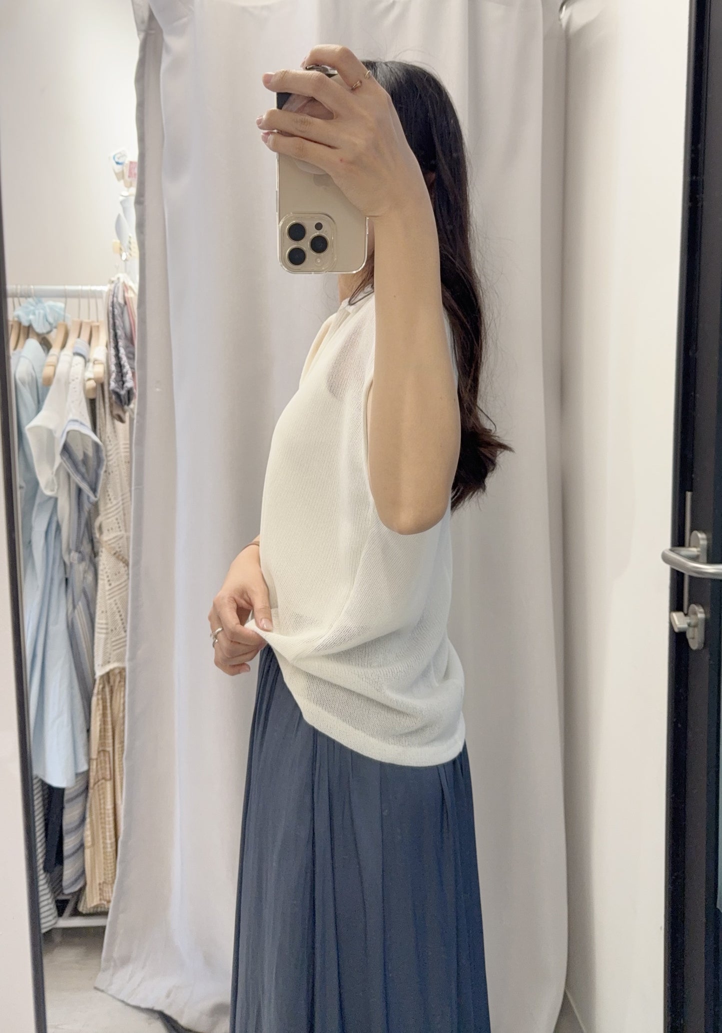 夏季・前短後長線衫假兩件上衣 1S60416