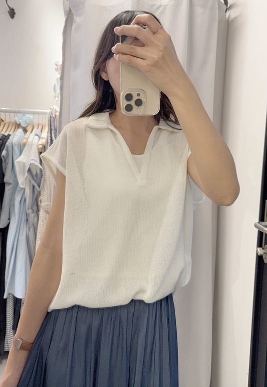 夏季・前短後長線衫假兩件上衣 1S60416