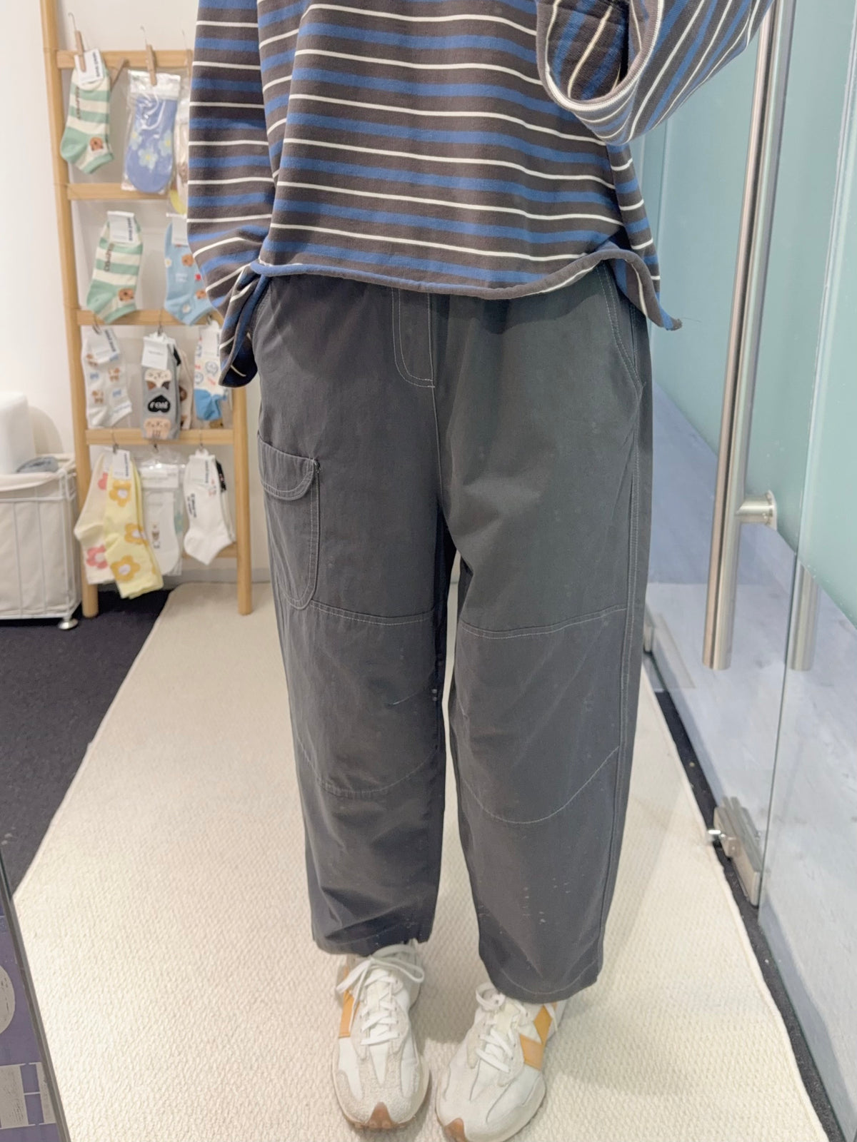 初秋・寬鬆全橡筋棉料褲 2色入 1S30936