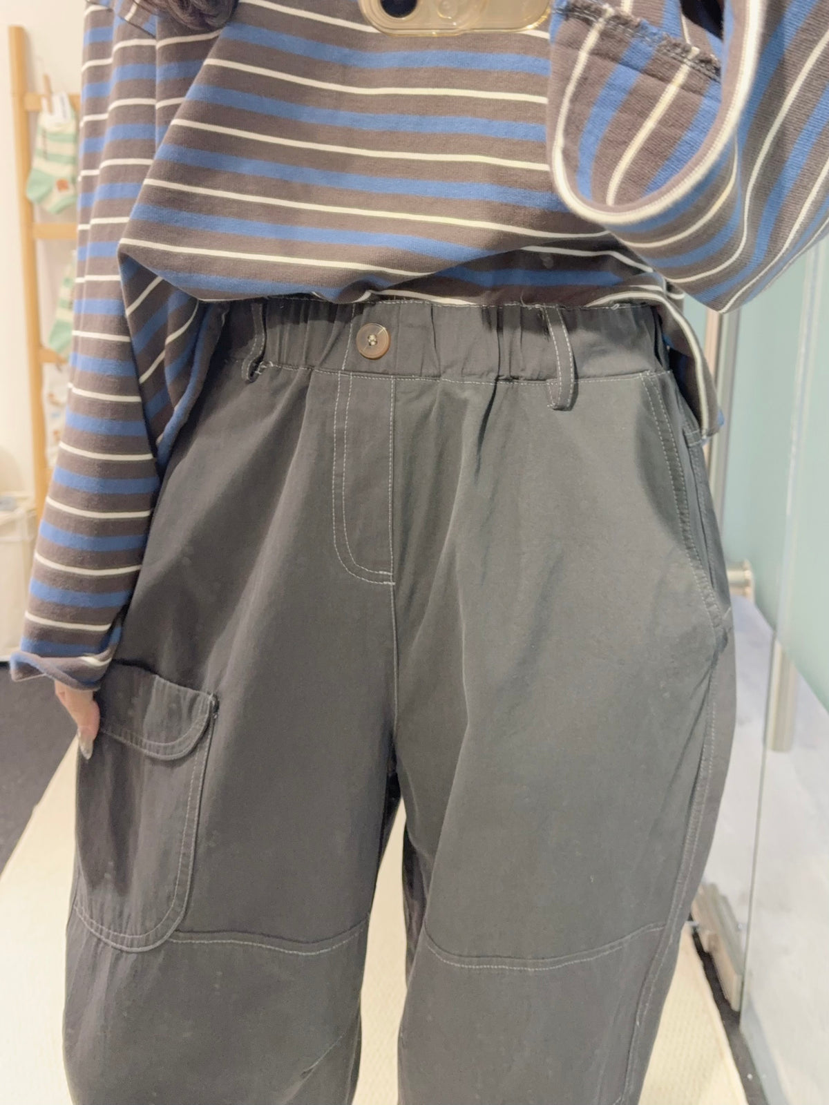 初秋・寬鬆全橡筋棉料褲 2色入 1S30936