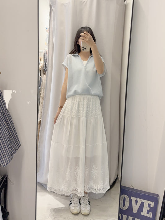 夏季・日系小清新刺繡通花半身裙 1S60420