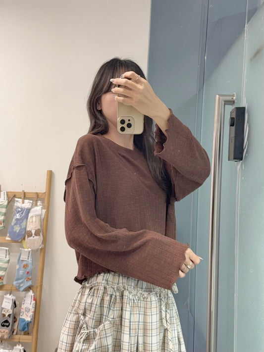初秋・反車線坑紋寬鬆舒適上衣 2色入1S60935