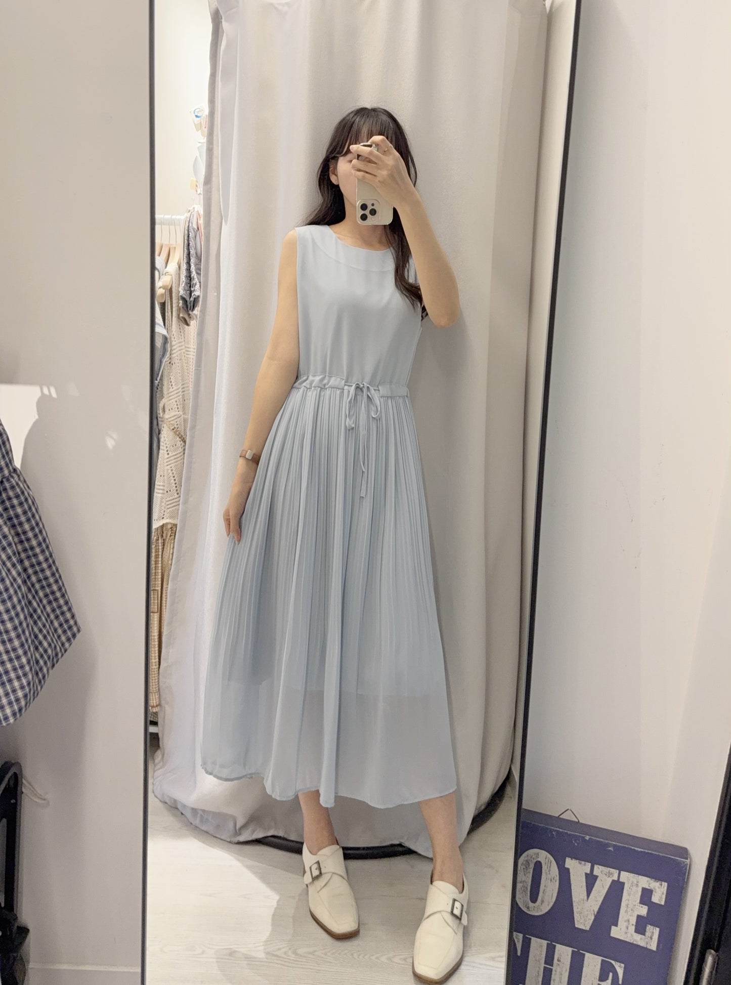 夏季・雪紡收腰百褶裙 3色入 1S60421