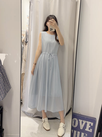 夏季・雪紡收腰百褶裙 3色入 1S60421