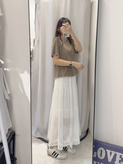 夏季・坑紋挺身Ruffles上衣 3色入 1S50428