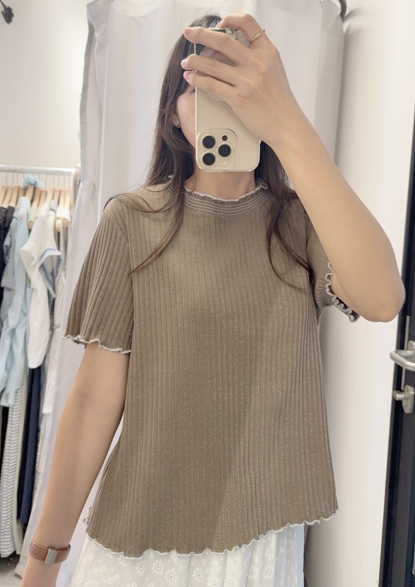 夏季・坑紋挺身Ruffles上衣 3色入 1S50428