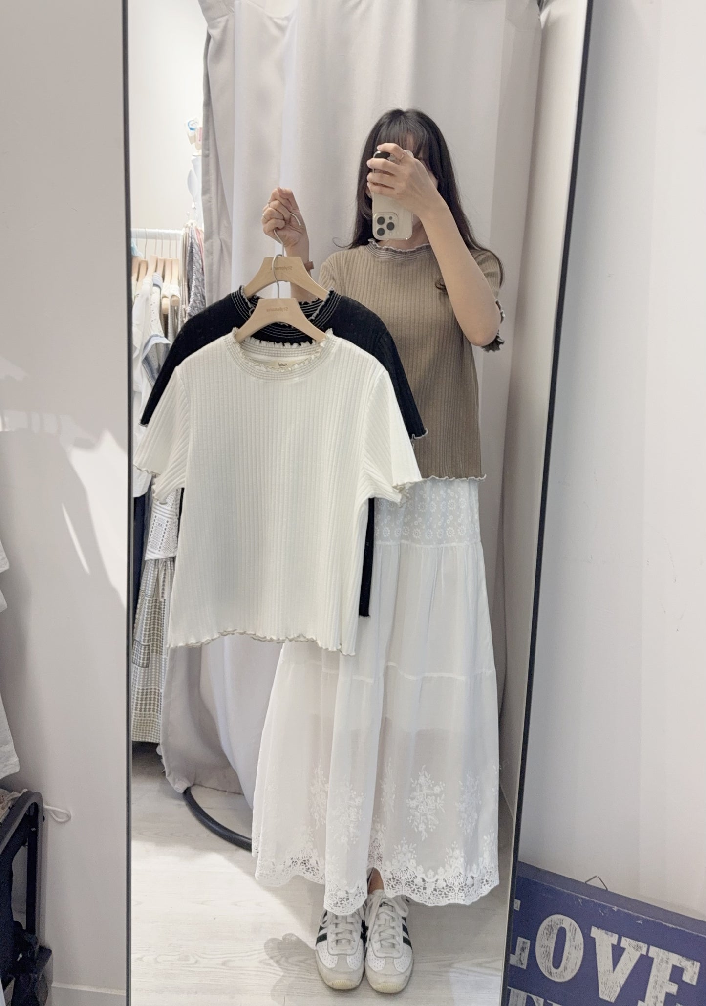 夏季・坑紋挺身Ruffles上衣 3色入 1S50428
