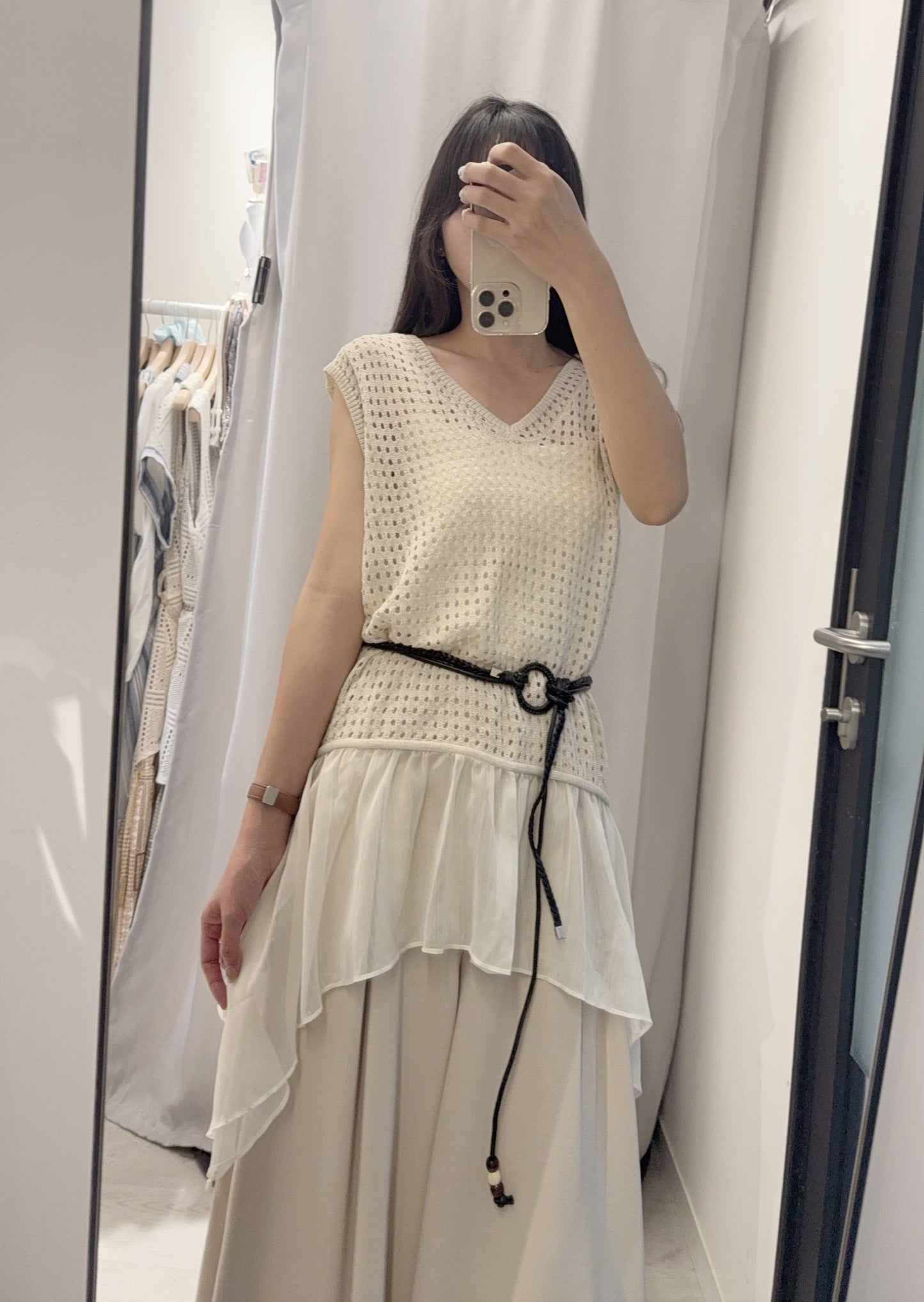 夏季・百搭休閑風洞洞衫連Belt 2色入 1S00432