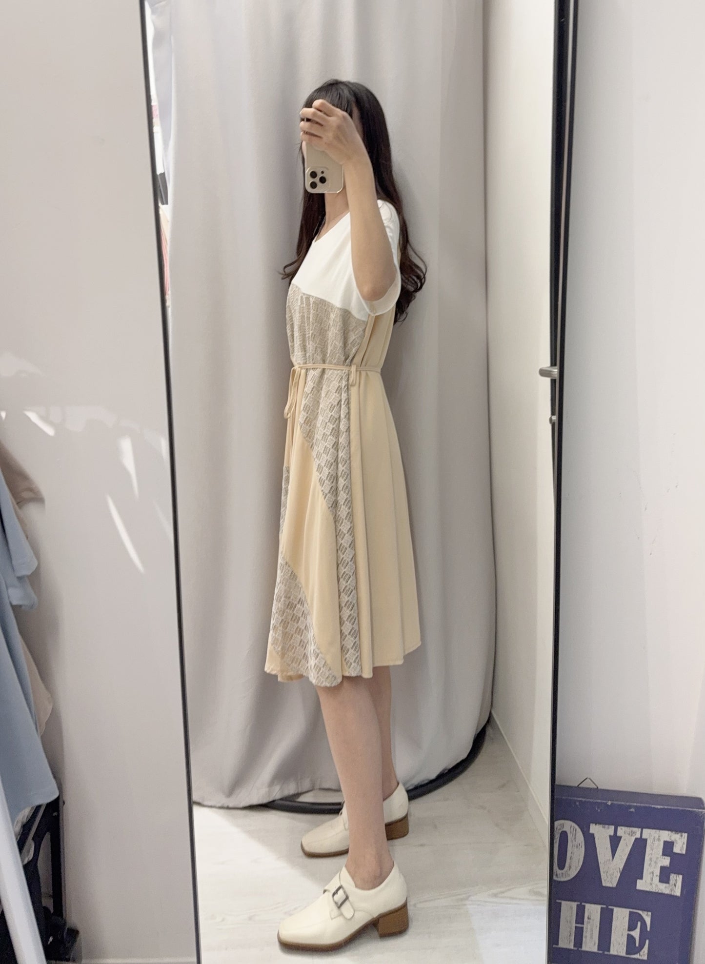 夏季・不規則雪紡拼布連身裙 2色入 1S20433