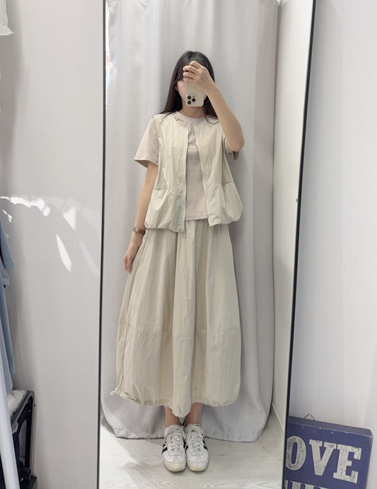 夏季・泡泡裙配背心外套SET 2色入 1S60435