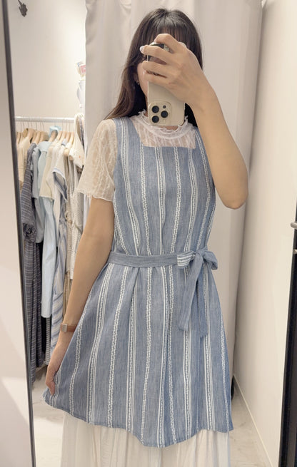 夏季・刺繡棉麻層次感連身裙 3色入 1S60444