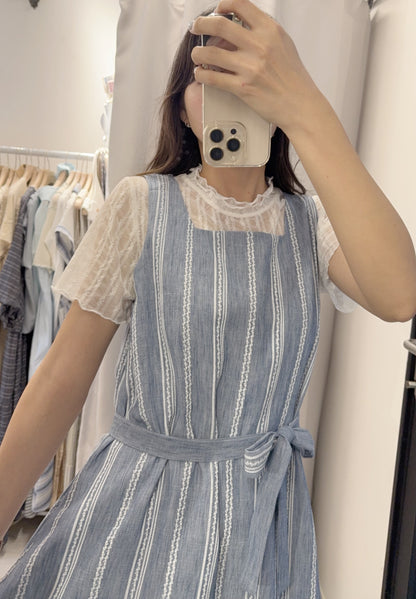 夏季・刺繡棉麻層次感連身裙 3色入 1S60444