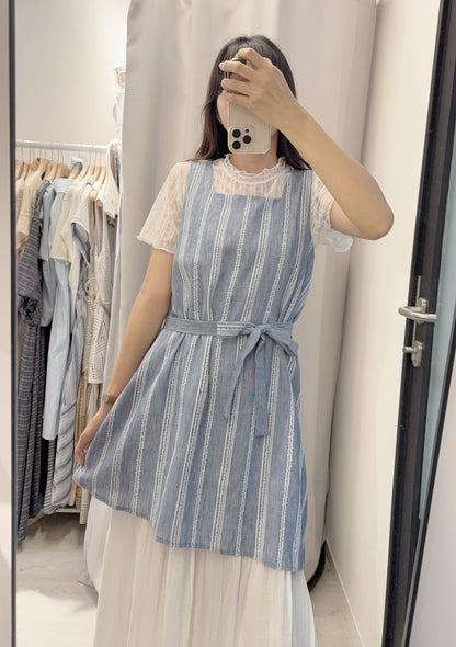 夏季・刺繡棉麻層次感連身裙 3色入 1S60444