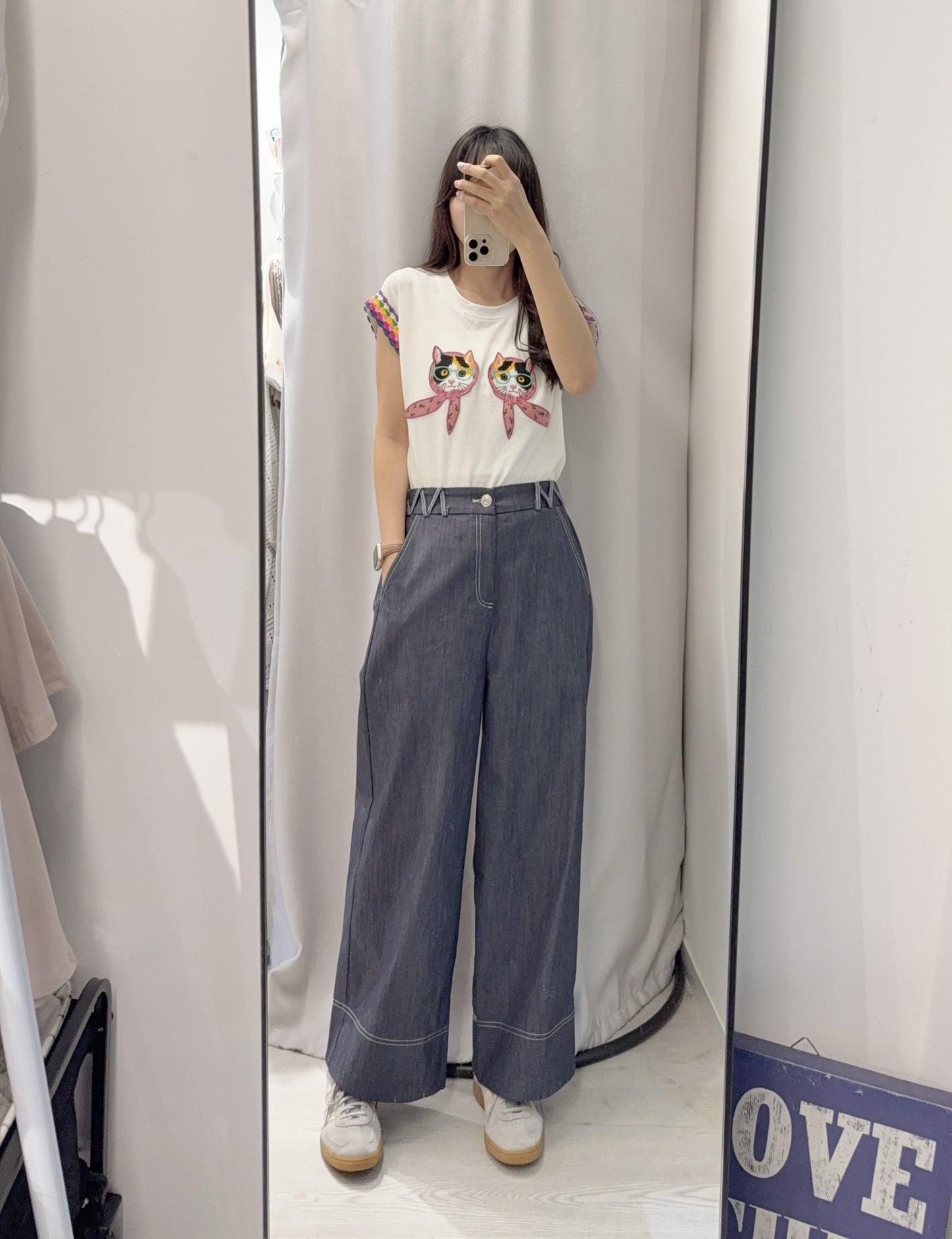 夏季・刺繡立體貓貓上衣 2色入 1S20441