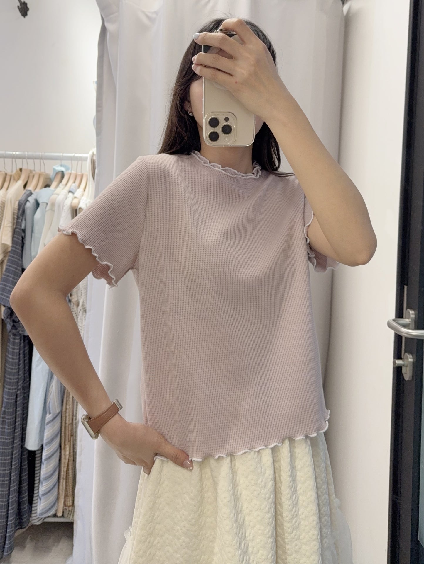 夏季・Ruffles領窩夫上衣 3色入 1S50437