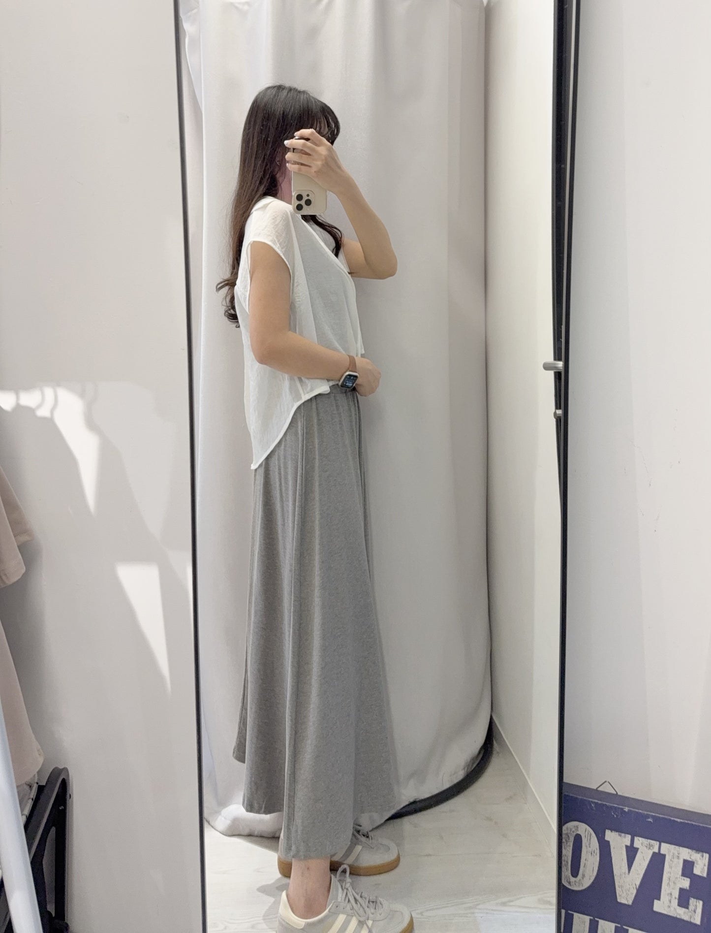 夏季・假兩件上衣配超彈性半身裙 2色入 1S60445