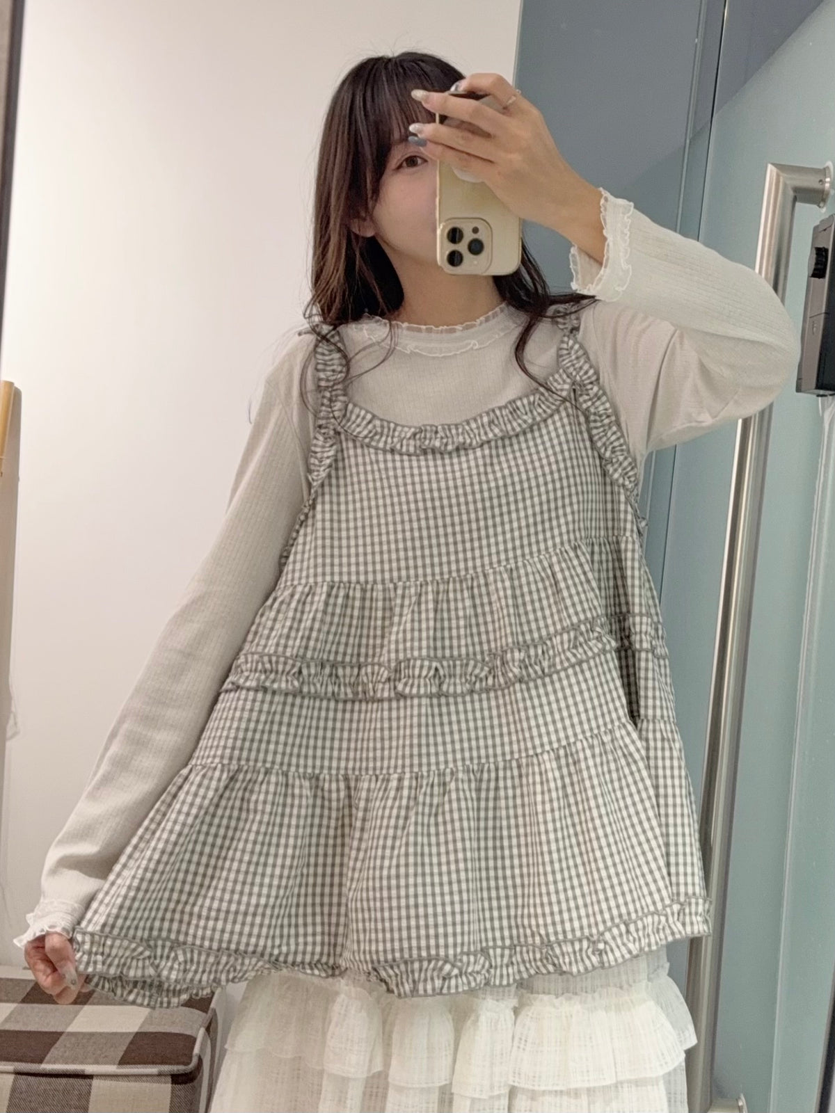 初秋・ Ruffle邊格仔外搭 2色入2W11001