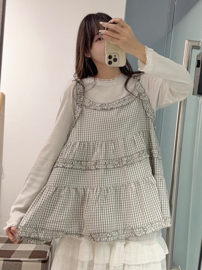 初秋・ Ruffle邊格仔外搭 2色入2W11001