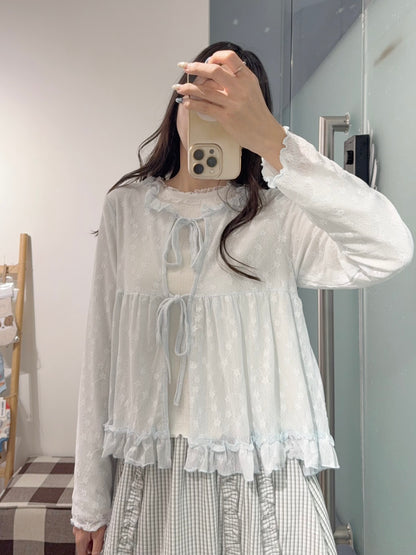 初秋・ 花仔綁帶親膚外套 2色入 2W11006