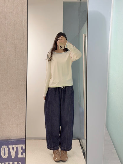 初秋・ 拼邊修腳牛仔褲 2W31009
