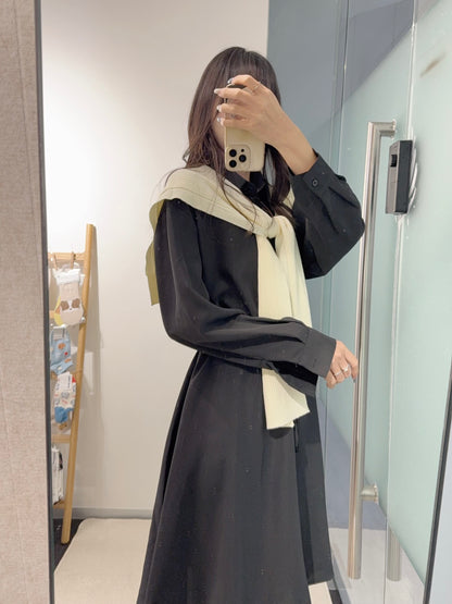 初秋・ 雪紡披肩連身裙 2色入2W61010