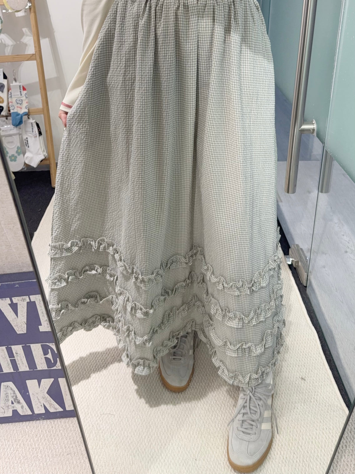 初秋・下垂感細格仔半身裙 2色入 2W11013