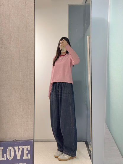 初秋・亨利領幼橫間薄長袖 2色入 2W11011