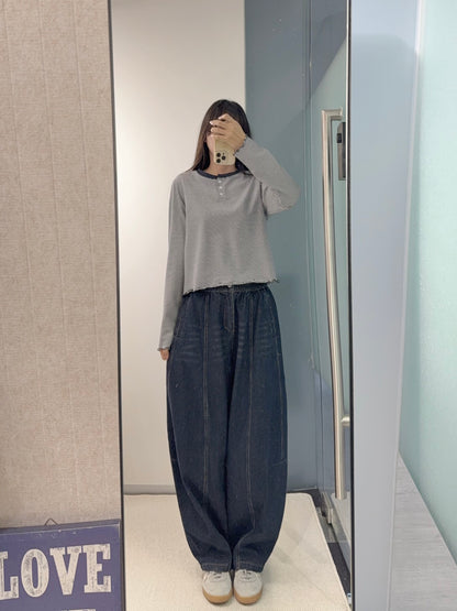 初秋・亨利領幼橫間薄長袖 2色入 2W11011