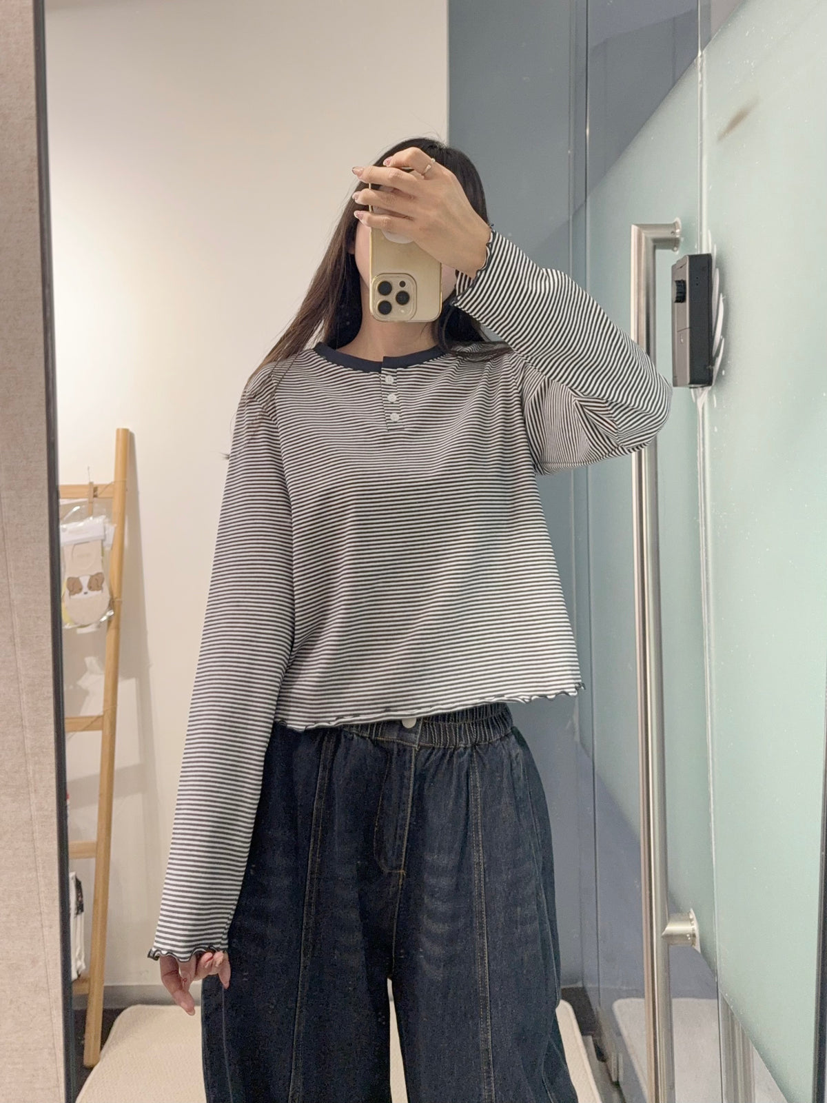 初秋・亨利領幼橫間薄長袖 2色入 2W11011