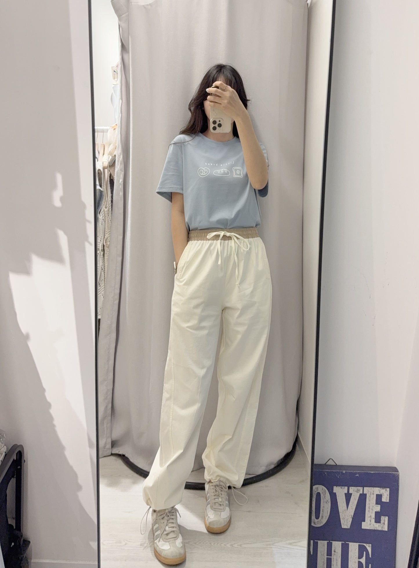 夏季・拼腰束邊棉料長褲 2色入 1S80512