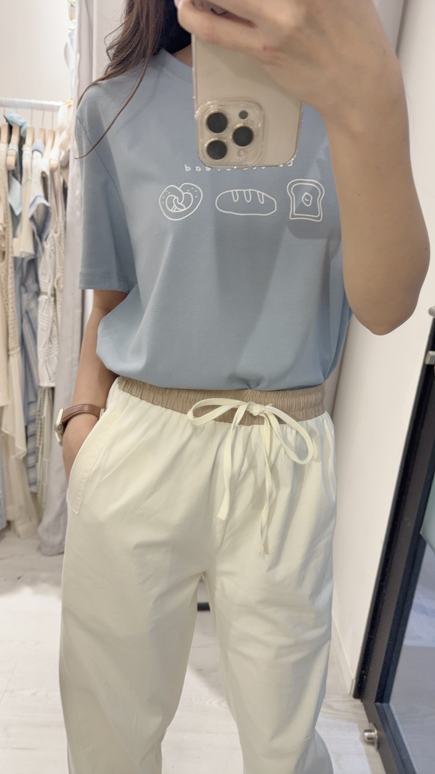 夏季・拼腰束邊棉料長褲 2色入 1S80512