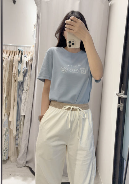夏季・拼腰束邊棉料長褲 2色入 1S80512