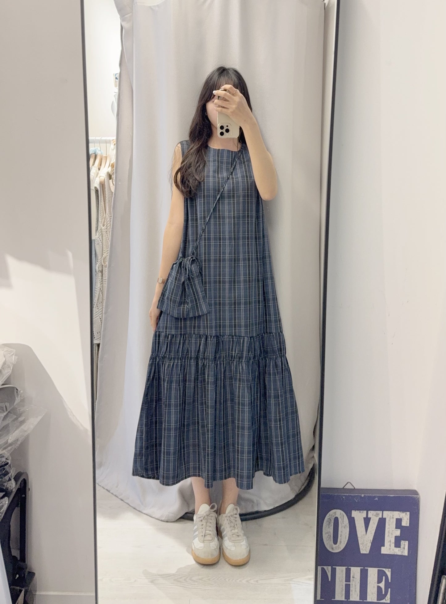 夏季・格仔連身裙配袋仔SET 2色入 1S60522
