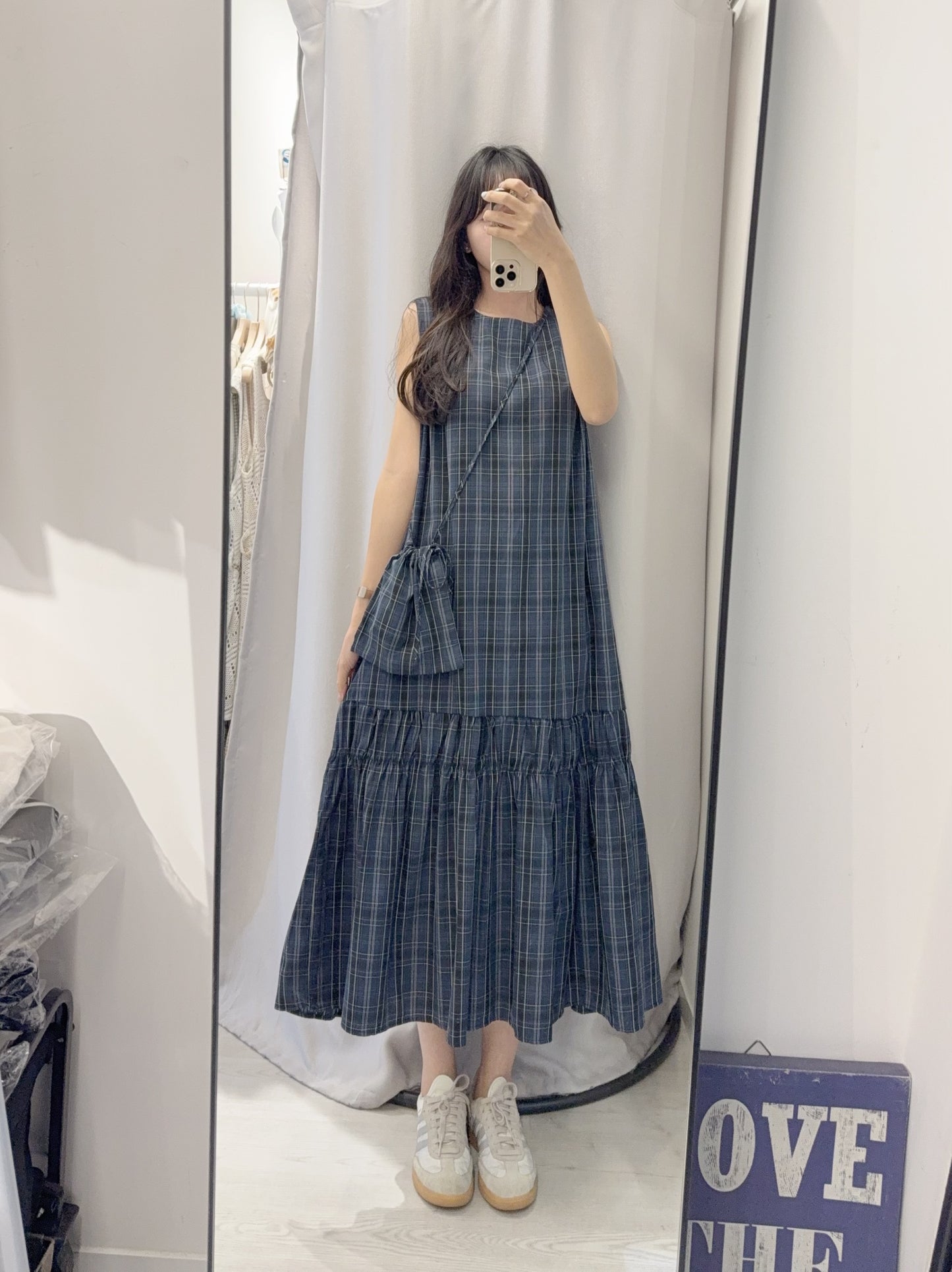 夏季・格仔連身裙配袋仔SET 2色入 1S60522